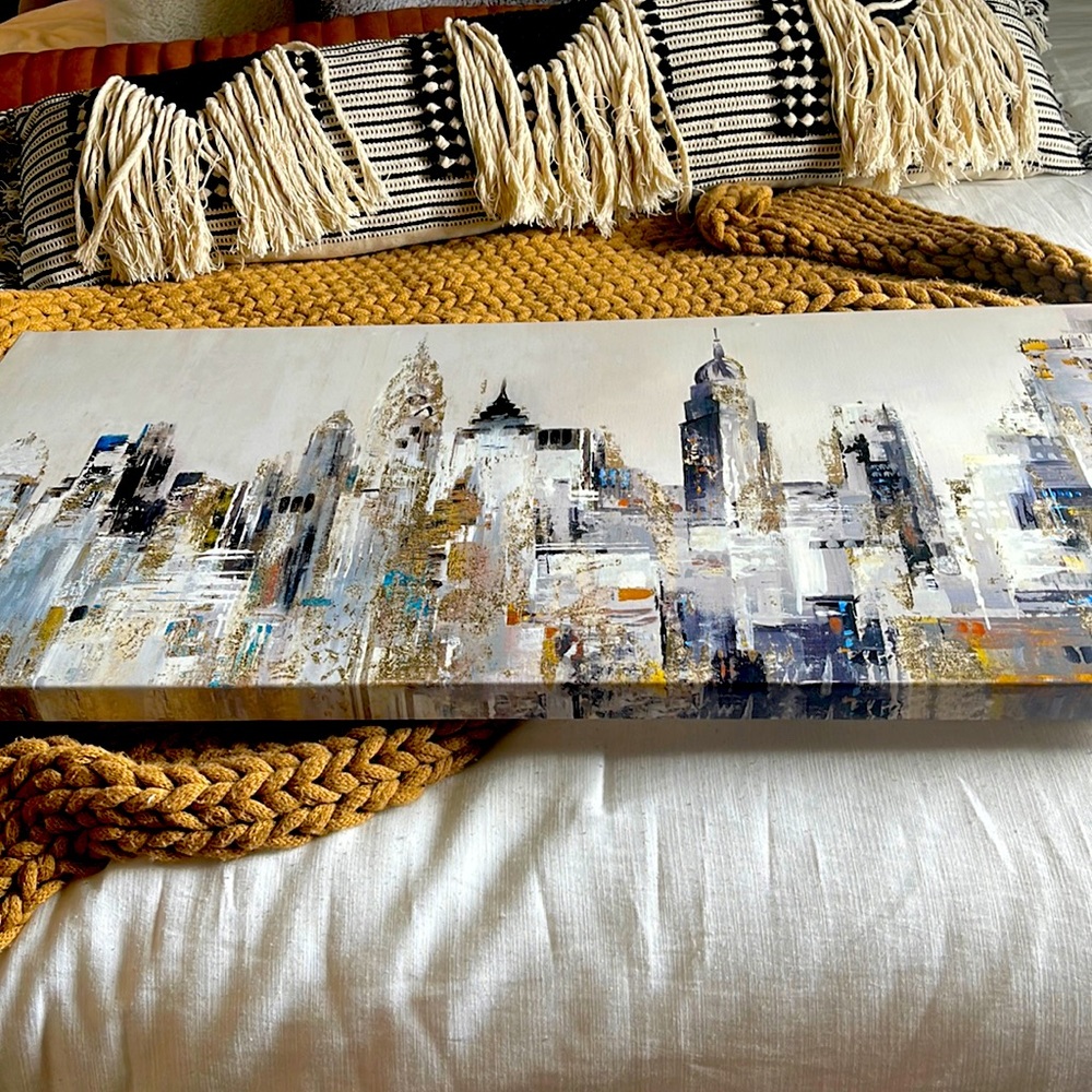 City Painting with Gold Glitter ✨